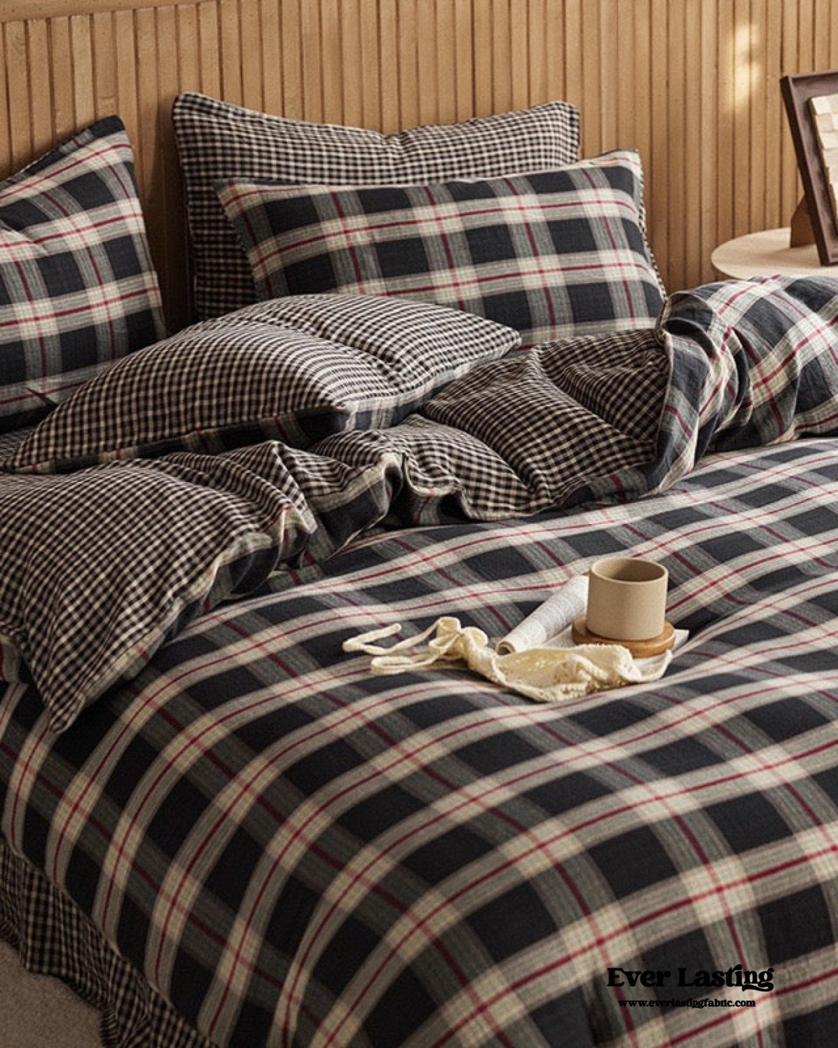 British Vintage Plaid Bedding Set / Brown - Ever Lasting