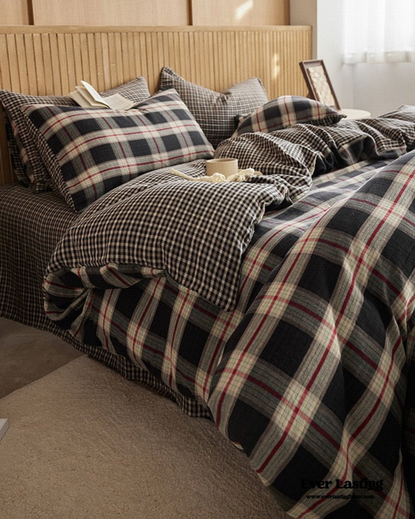 British Vintage Plaid Bedding Set / Brown - Ever Lasting