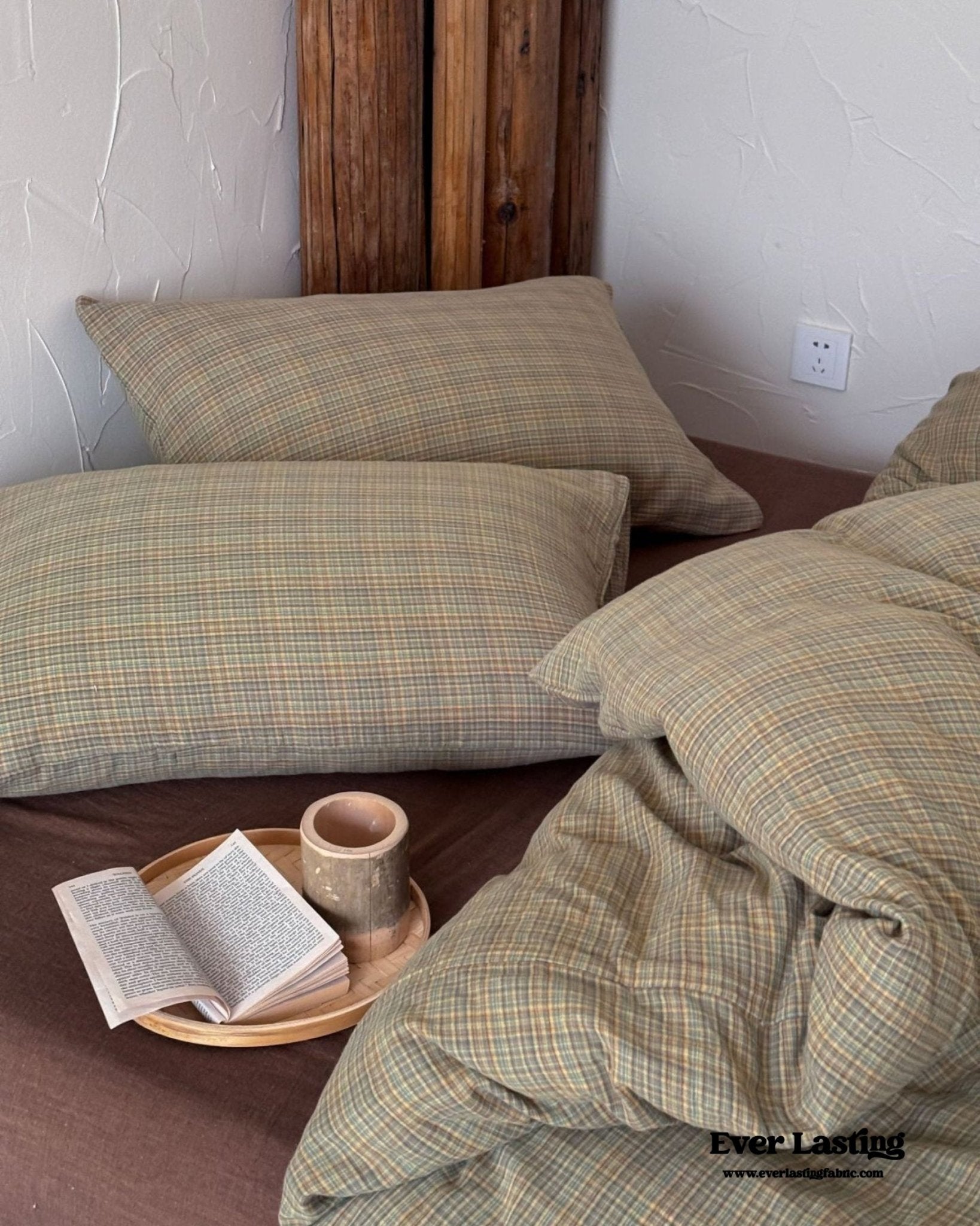 British Vintage Plaid Bedding Set / Brown - Ever Lasting