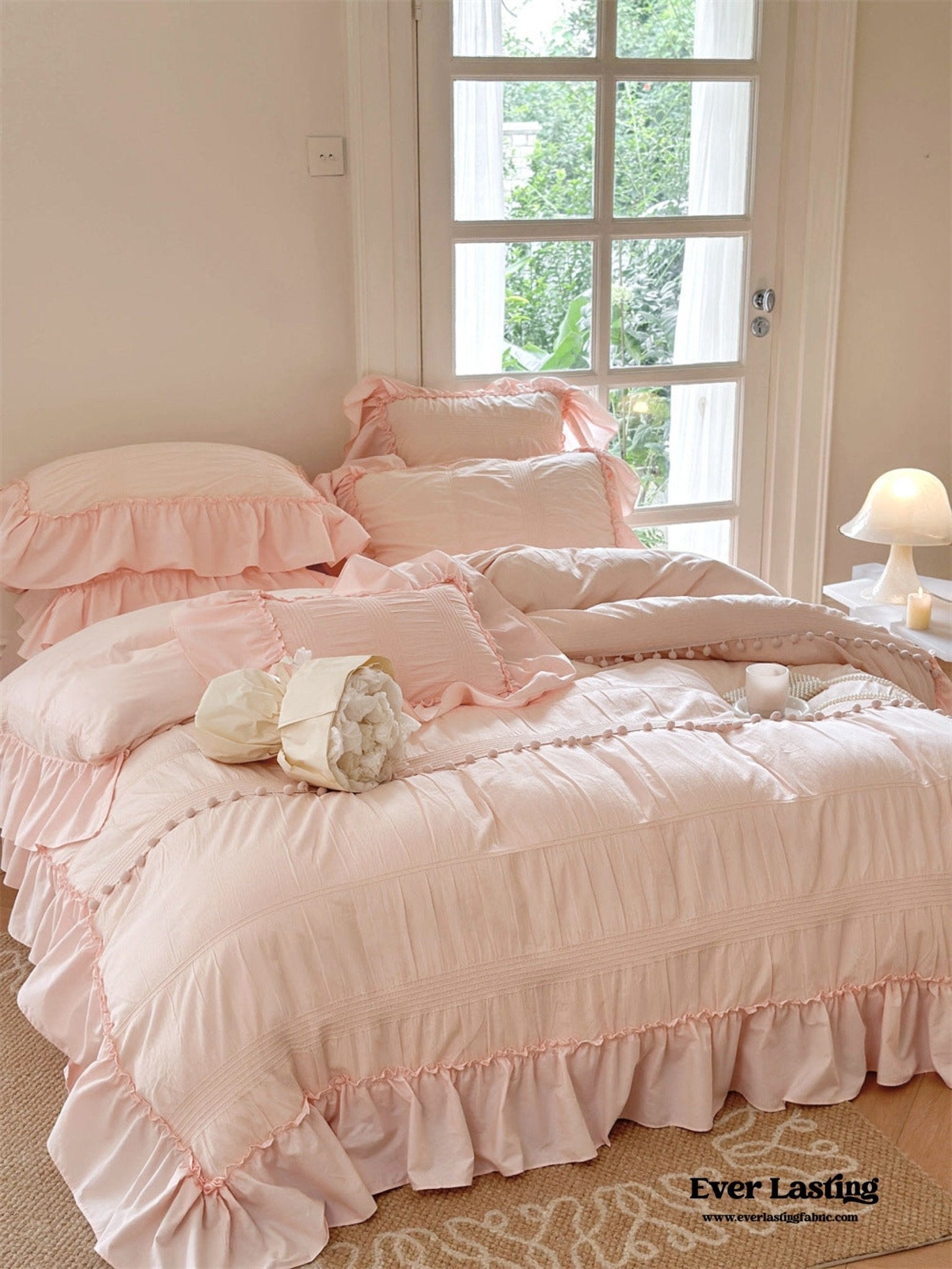 Bubble Washed Cotton Ruffle Bedding Bundle - Ever Lasting