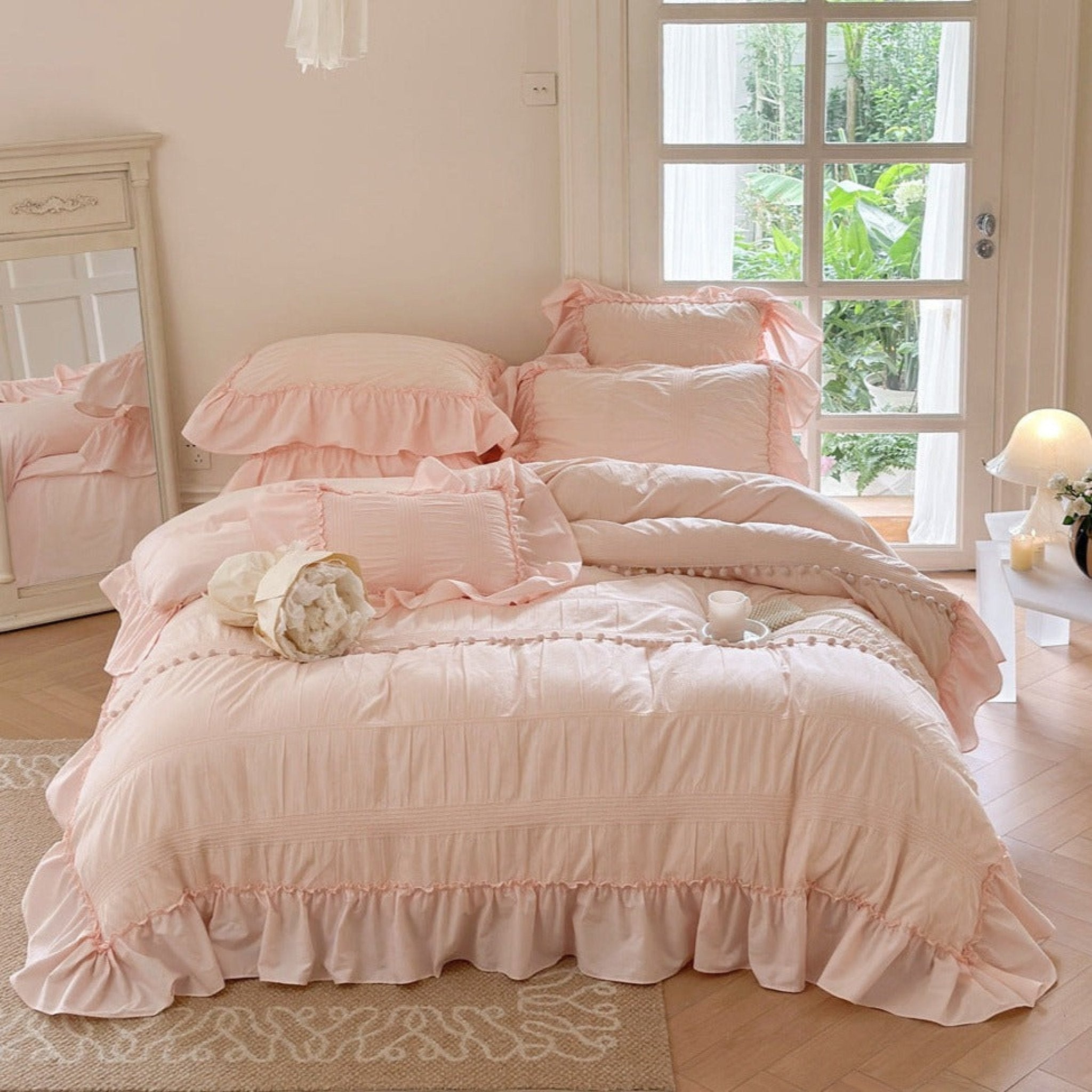 Bubble Washed Cotton Ruffle Bedding Bundle - Ever Lasting