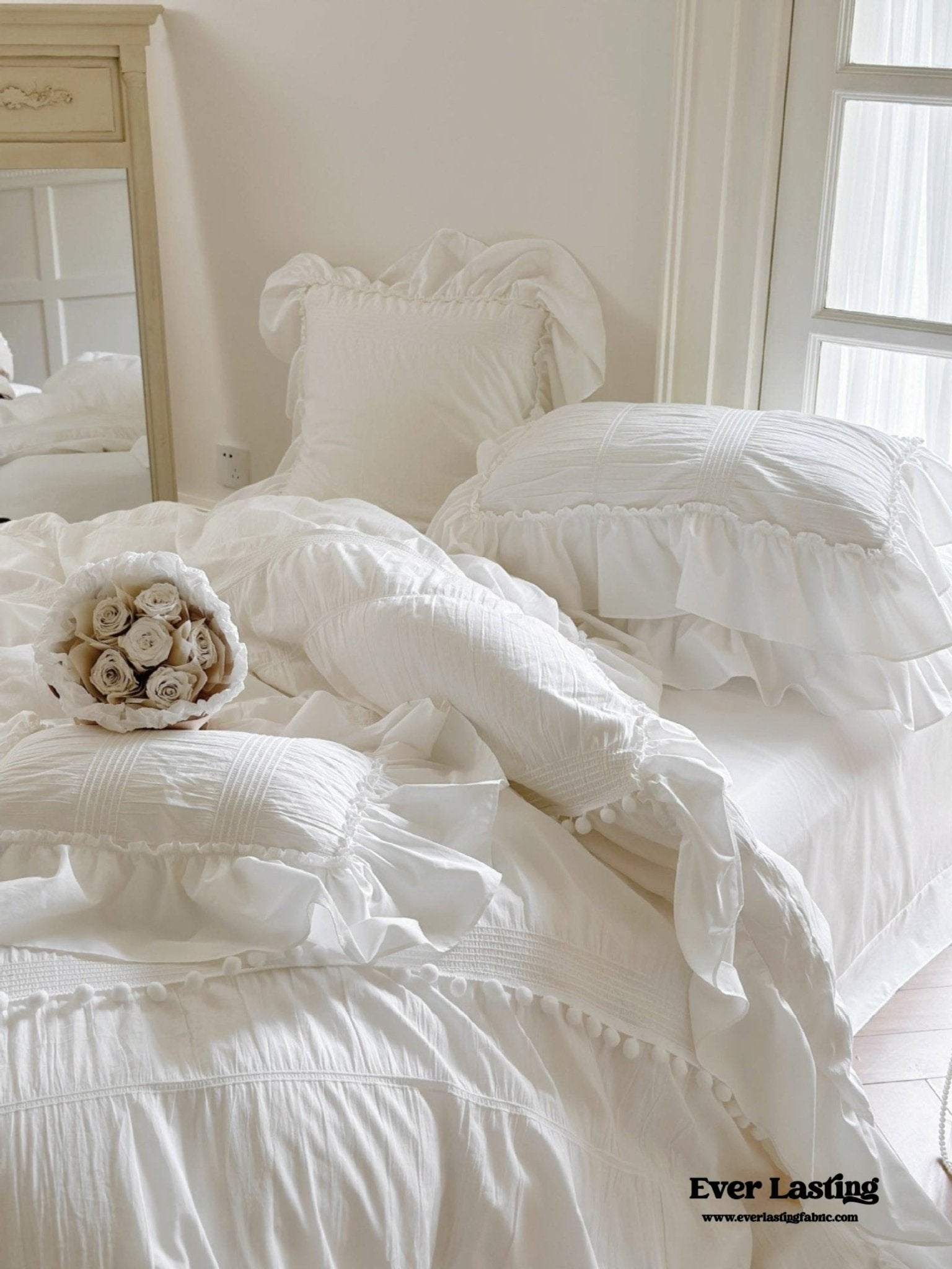 Bubble Washed Cotton Ruffle Bedding Bundle - Ever Lasting