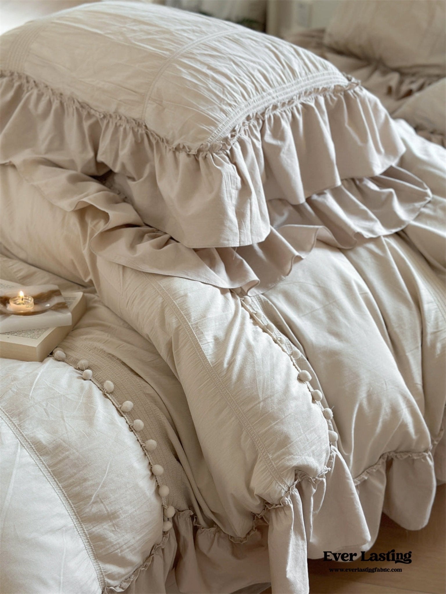 Bubble Washed Cotton Ruffle Bedding Bundle - Ever Lasting