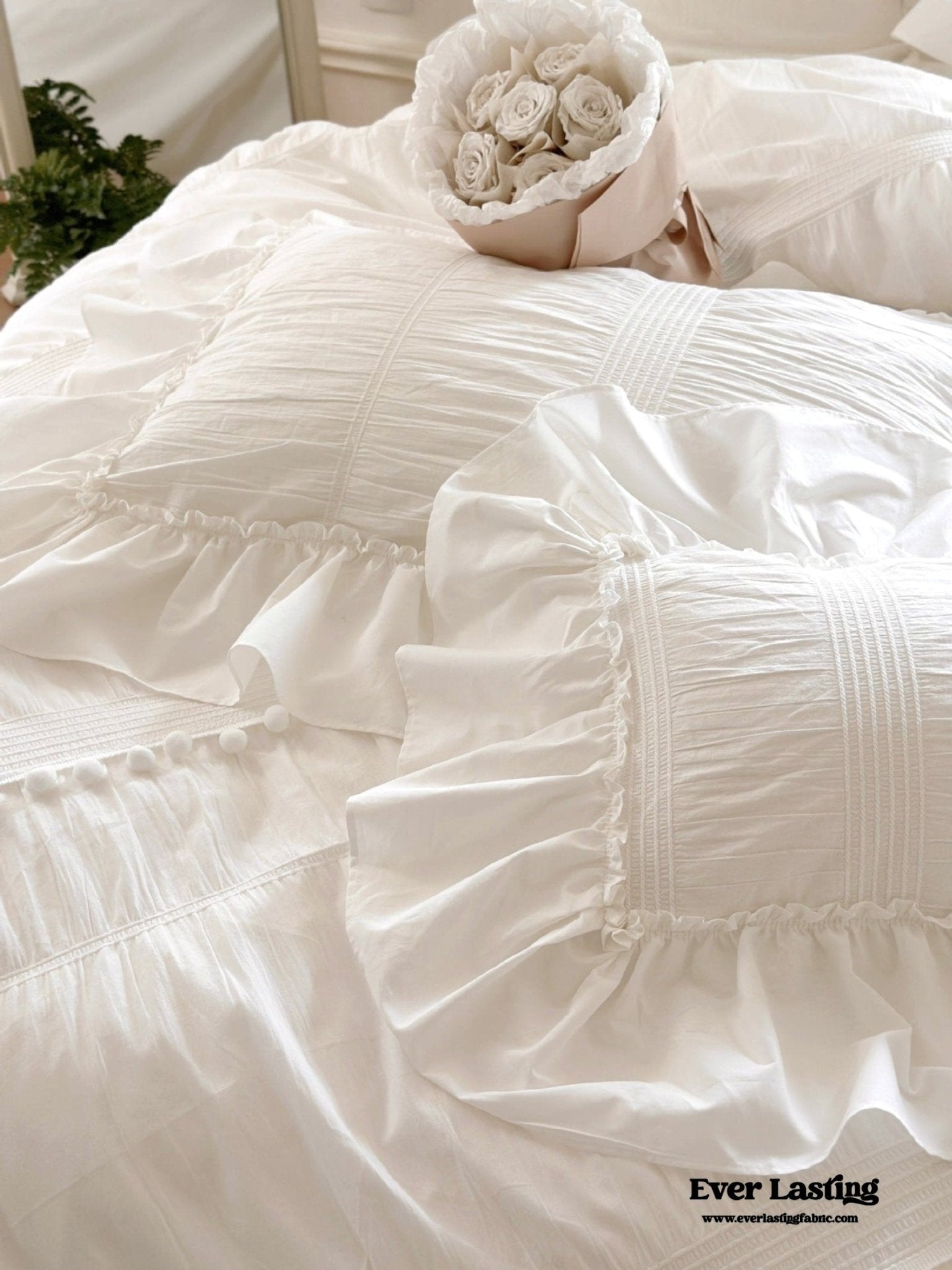 Bubble Washed Cotton Ruffle Bedding Bundle - Ever Lasting
