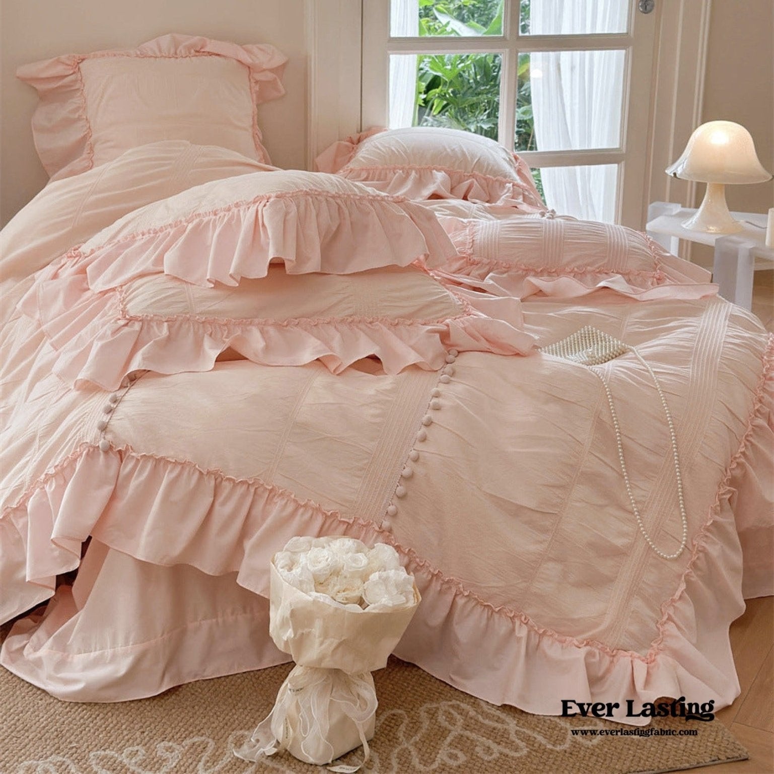 Bubble Washed Cotton Ruffle Bedding Bundle - Ever Lasting
