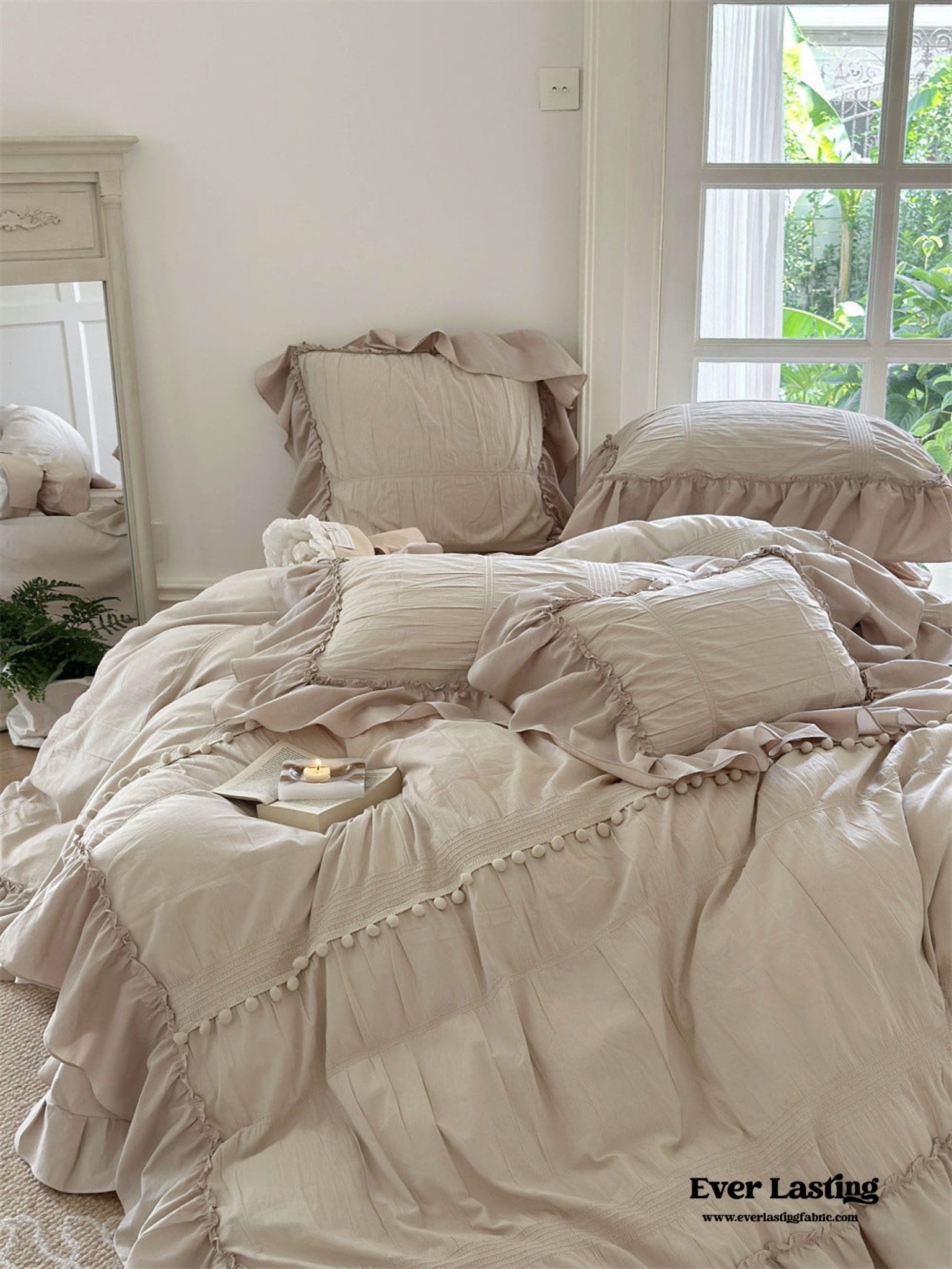 Bubble Washed Cotton Ruffle Bedding Bundle - Ever Lasting