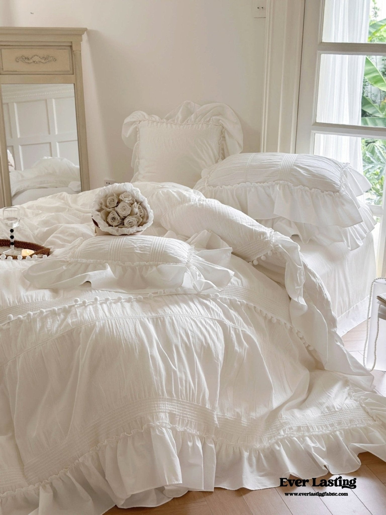 Bubble Washed Cotton Ruffle Bedding Bundle - Ever Lasting