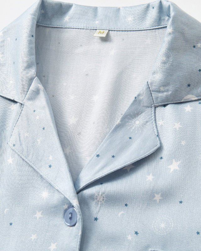 Buttoned Lapel Collared Striped Pajama Set / Pink - Ever Lasting