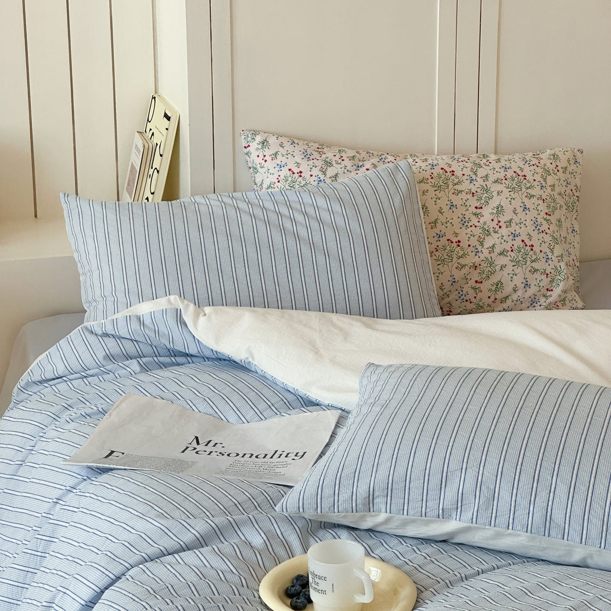 -Ever Lasting - Calla Striped Jacquard Bedding Set / Pink -Bedding Set -Ever Lasting