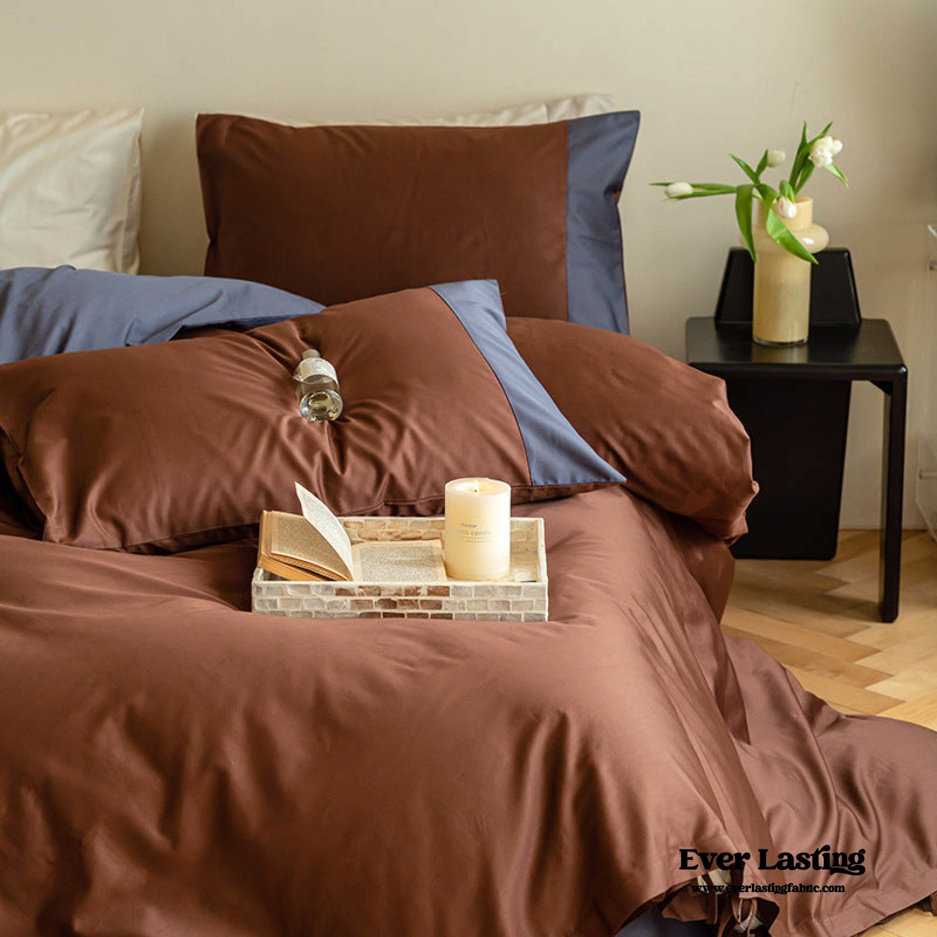 - Ever Lasting - Calvin Ribbon Tie Bedding Set / White - Bedding Set - Ever Lasting