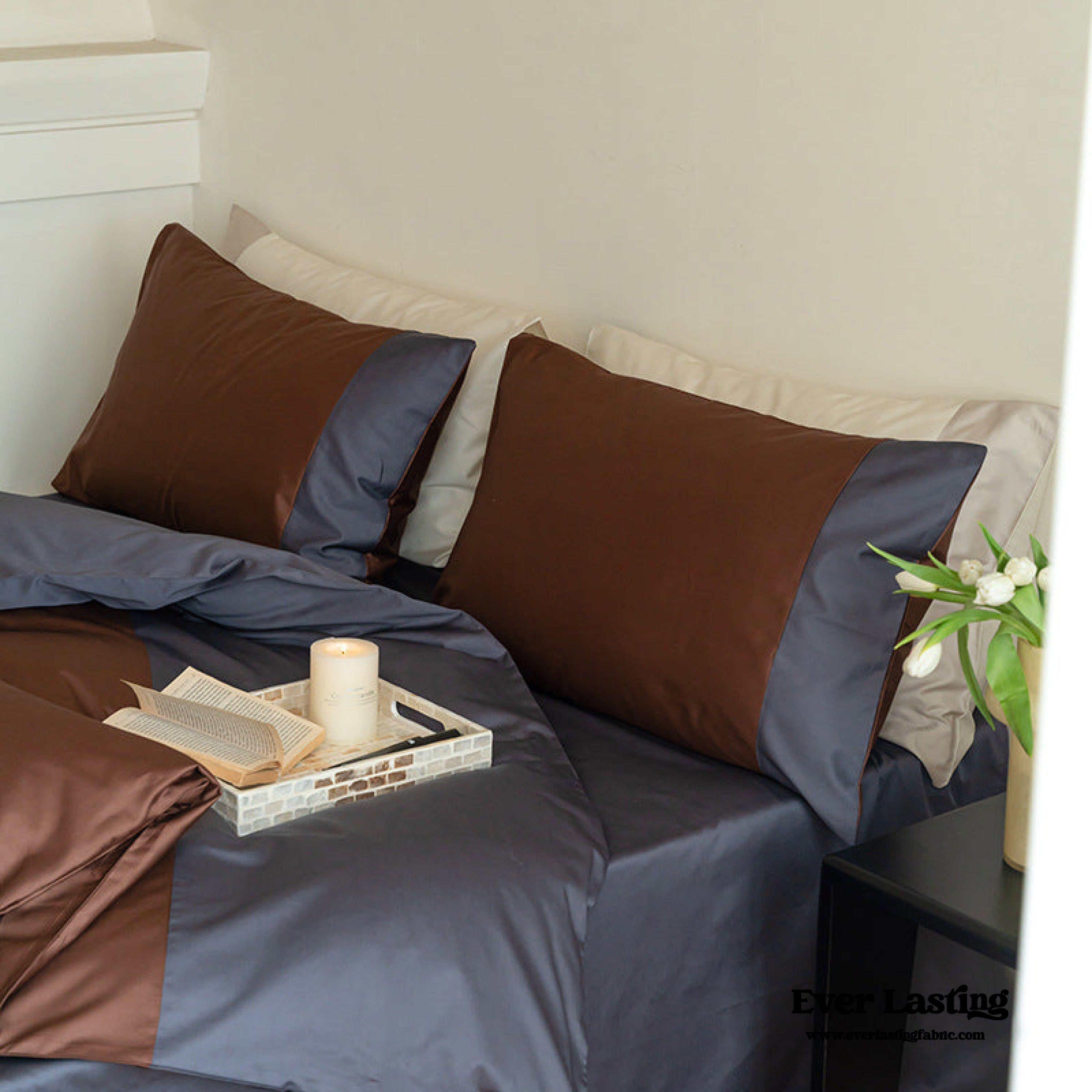 - Ever Lasting - Calvin Ribbon Tie Bedding Set / White - Bedding Set - Ever Lasting