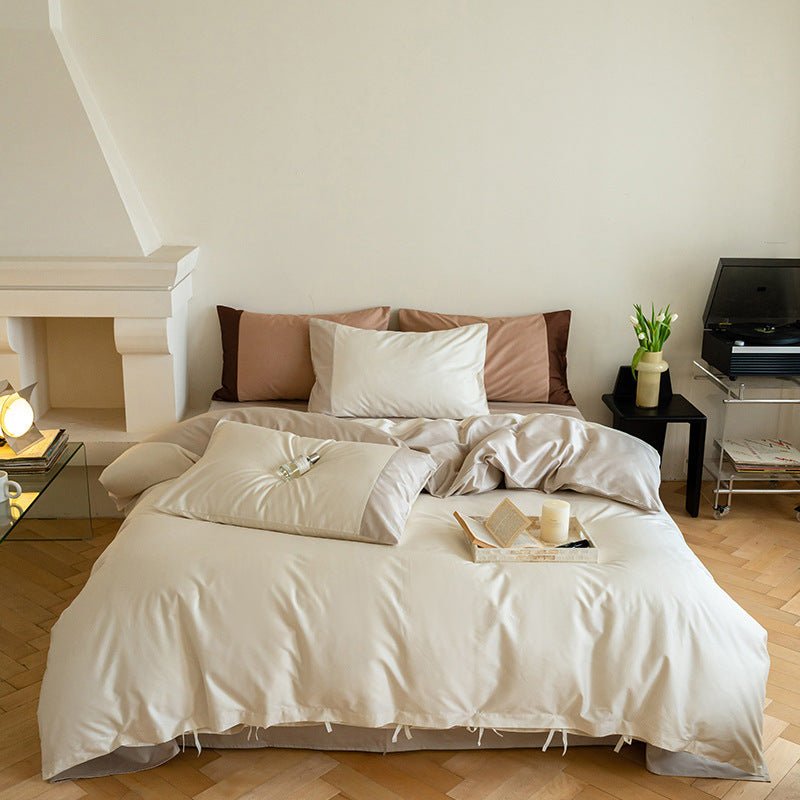 - Ever Lasting - Calvin Ribbon Tie Bedding Set / White - Bedding Set - Ever Lasting