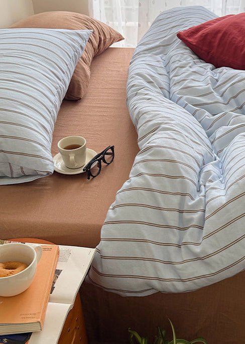 -Ever Lasting - Camellia Double Gauze Bedding Set / Red + Blue -Bedding Set -Ever Lasting