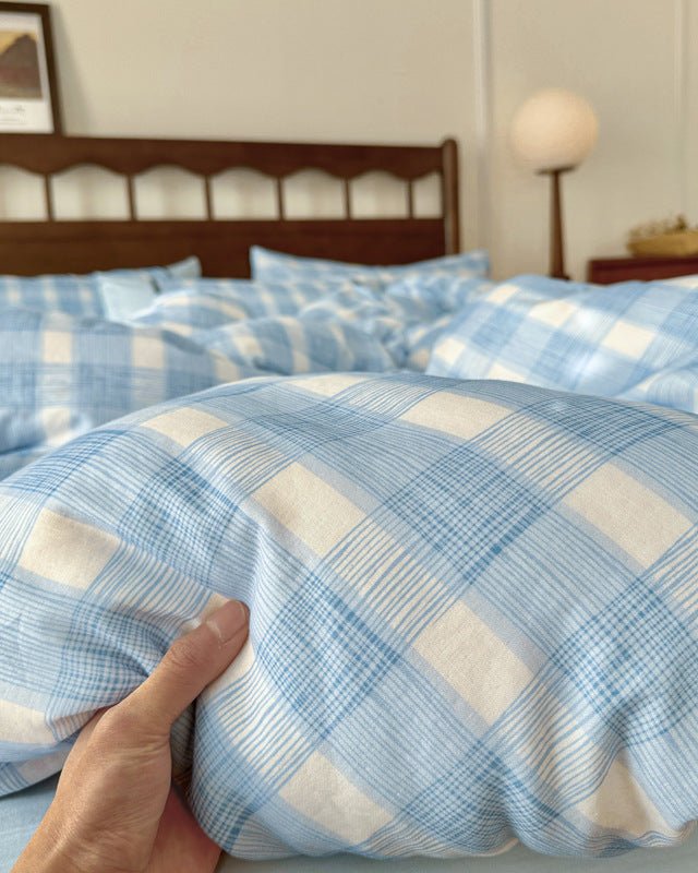 Camille French Plaid Bedding Set / Blue - Ever Lasting
