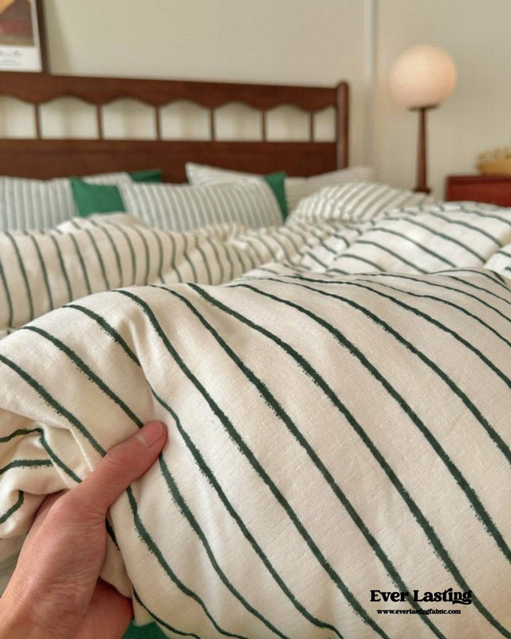 Camille French Stripe Bedding Set / Brown - Ever Lasting