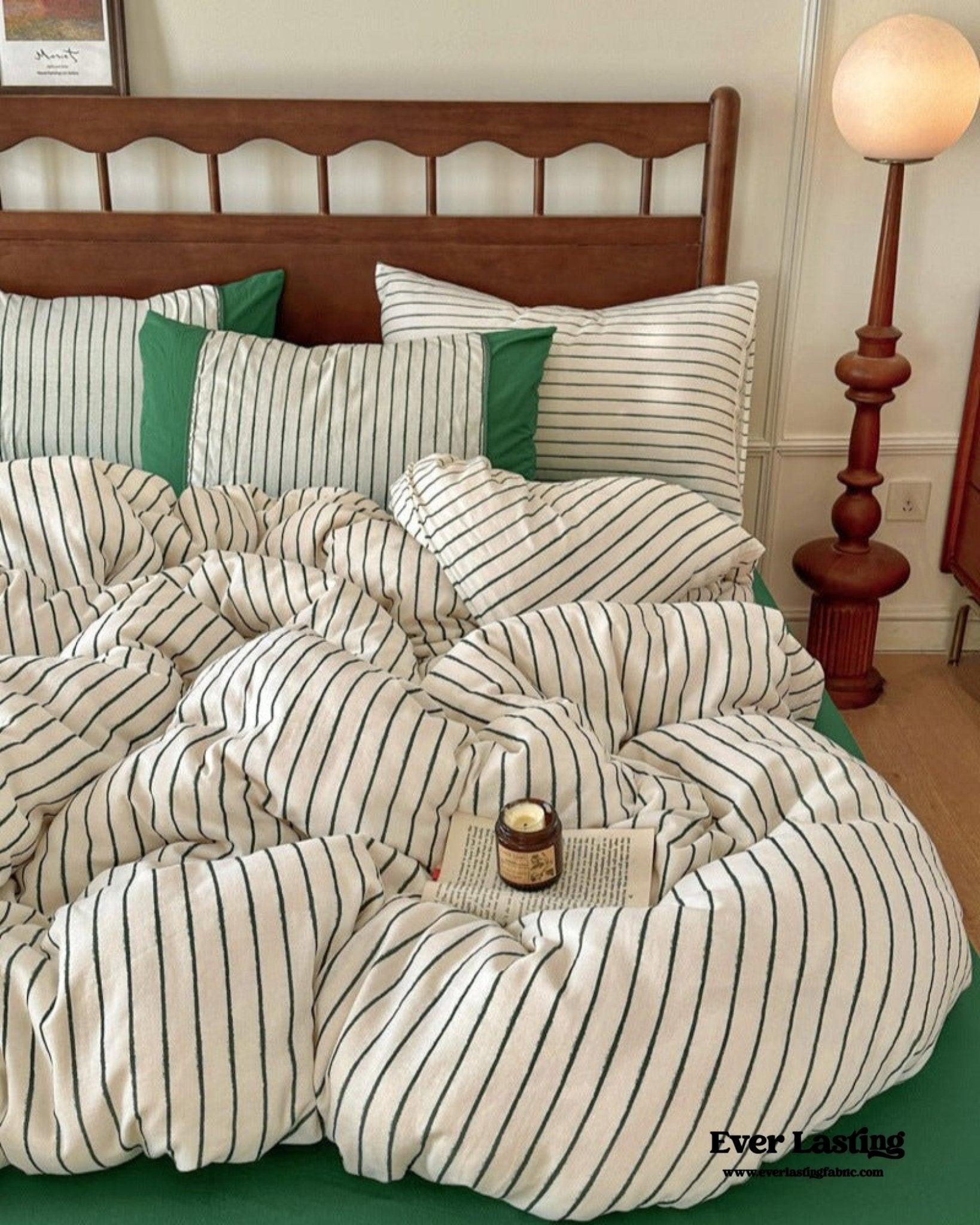 Camille French Stripe Bedding Set / Brown - Ever Lasting