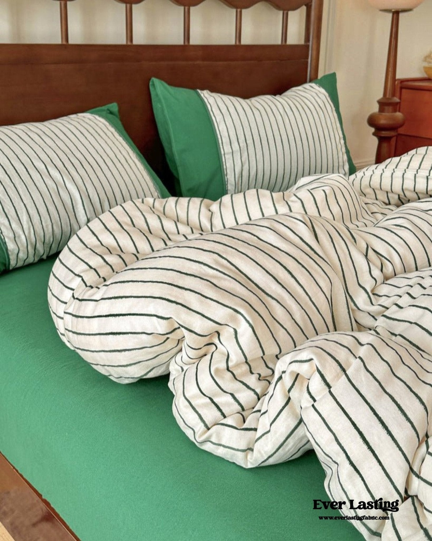 Camille French Stripe Bedding Set / Brown - Ever Lasting