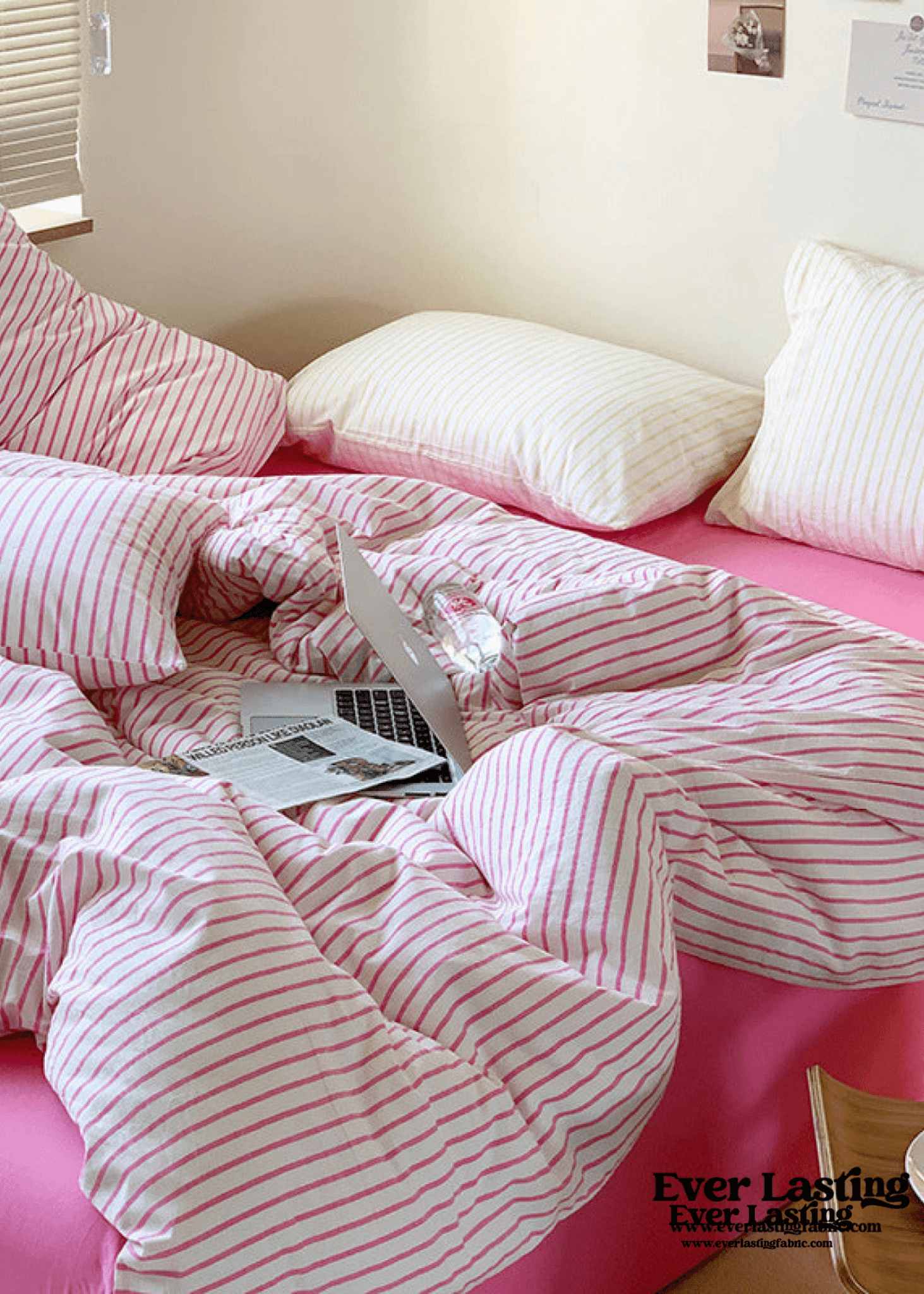 Candy Stripe Washed Cotton Bedding Set / Yellow - Ever Lasting