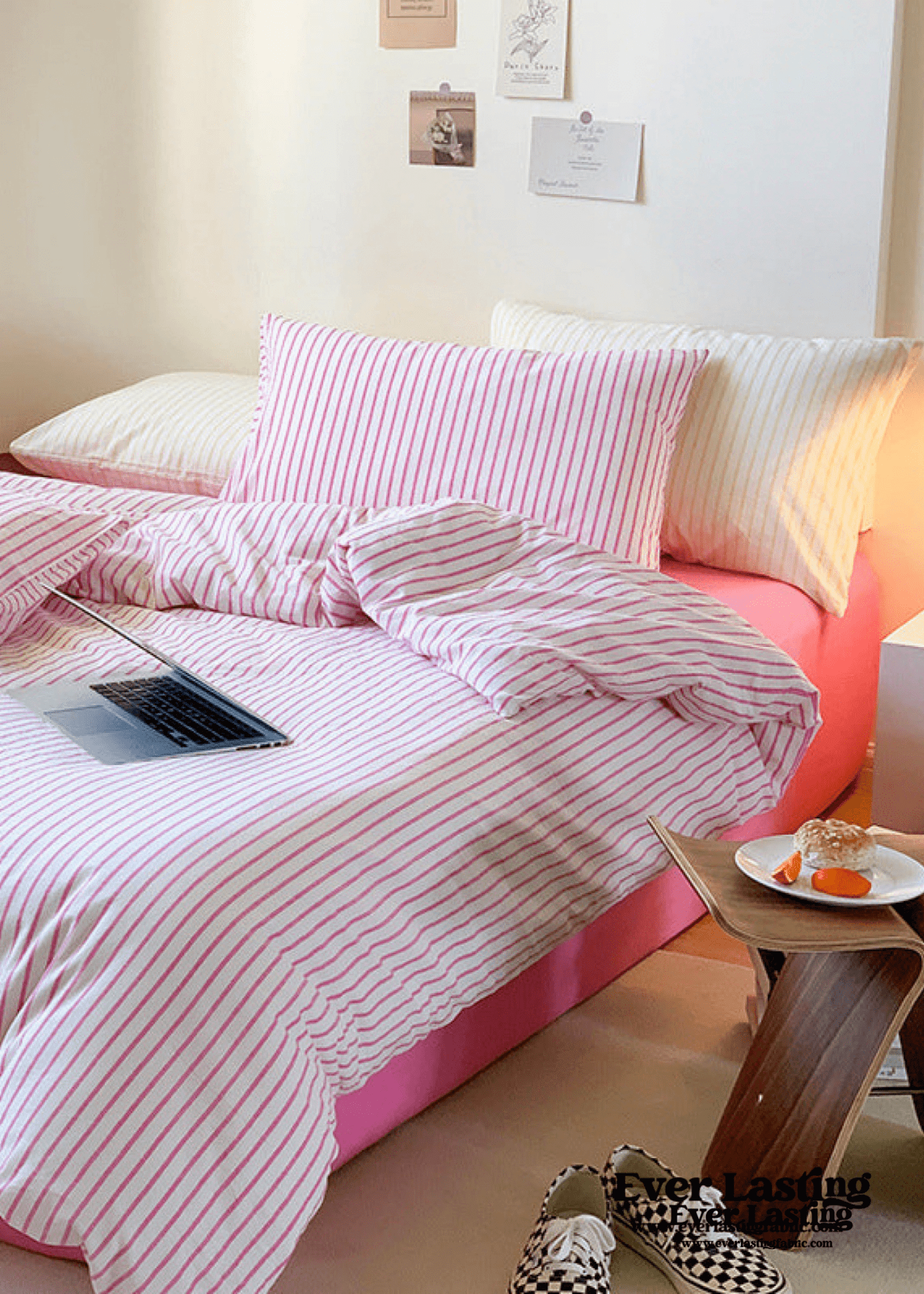 Candy Stripe Washed Cotton Bedding Set / Yellow - Ever Lasting