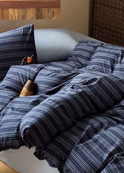 -Ever Lasting - Carter Striped Cotton Bedding Set / Black -Bedding Set -Ever Lasting
