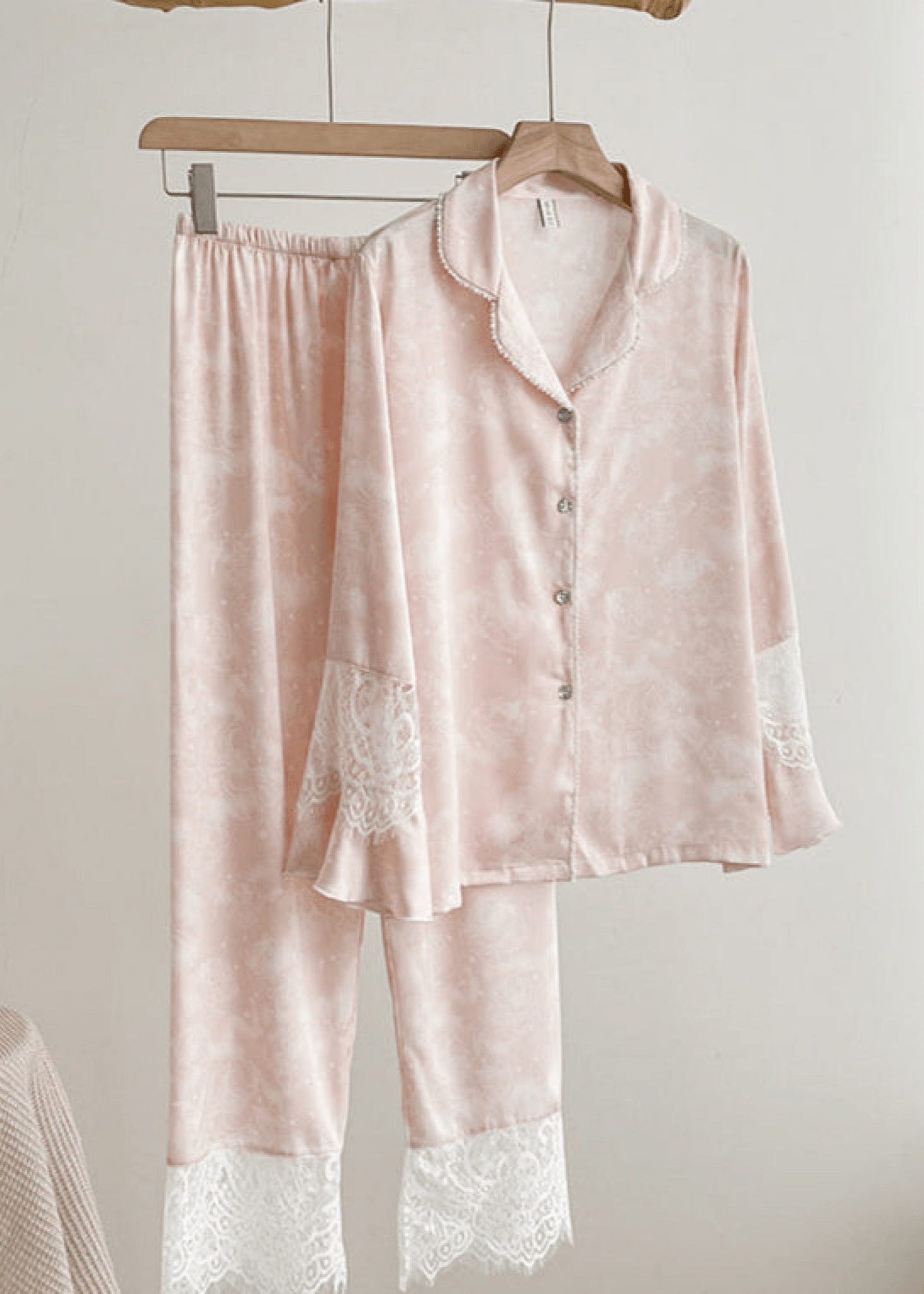 Celeste Silky Luxury Lace Pajama Set / Blue - Ever Lasting