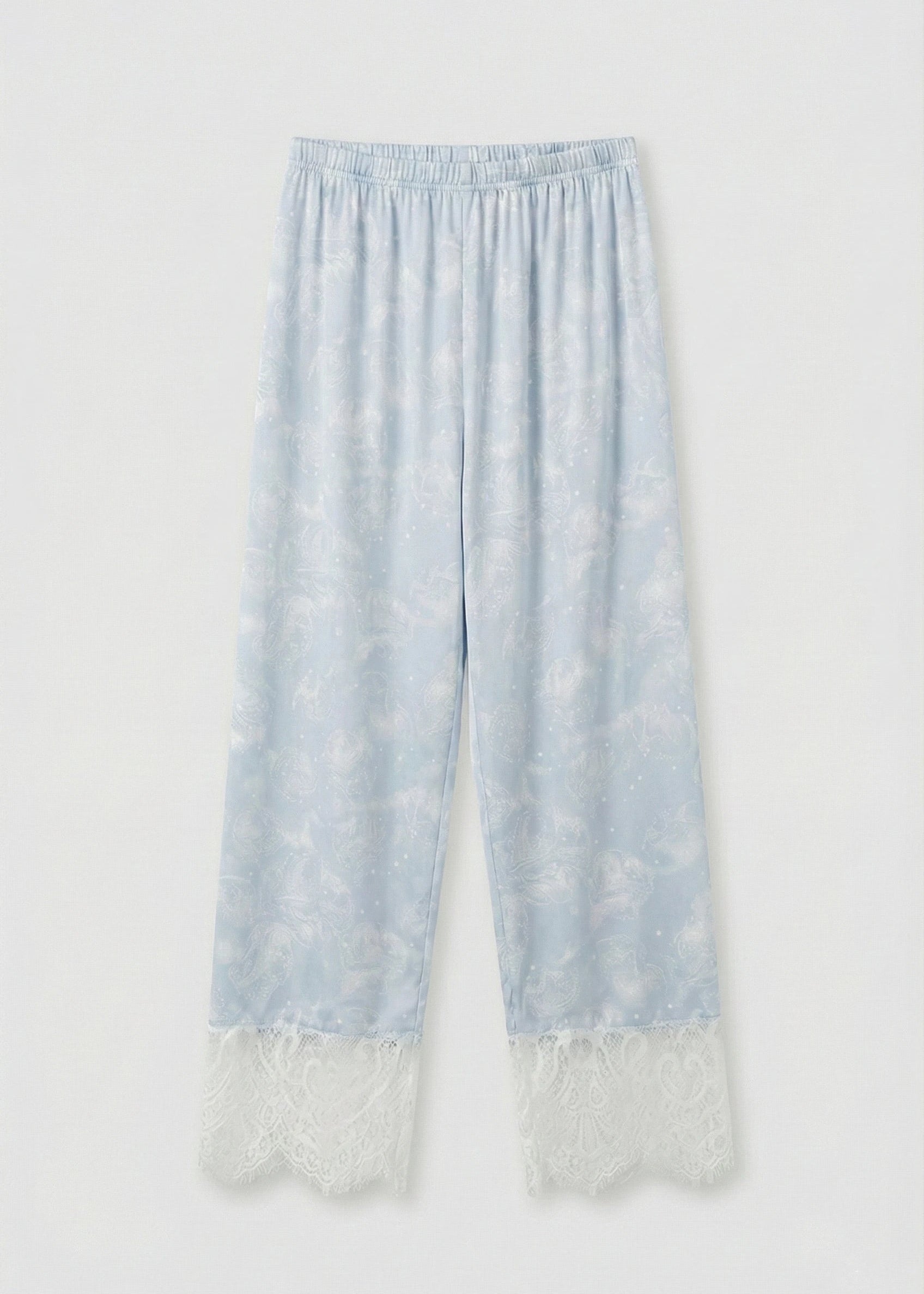 - Ever Lasting - Celeste Silky Luxury Lace Pajama Set / Blue - Pajamas - Ever Lasting