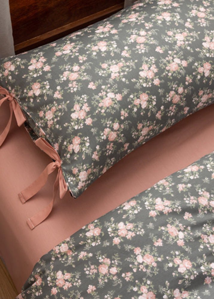 Celia Cottage Ribbon Bow Tie Floral Bedding Set / Blue - Ever Lasting