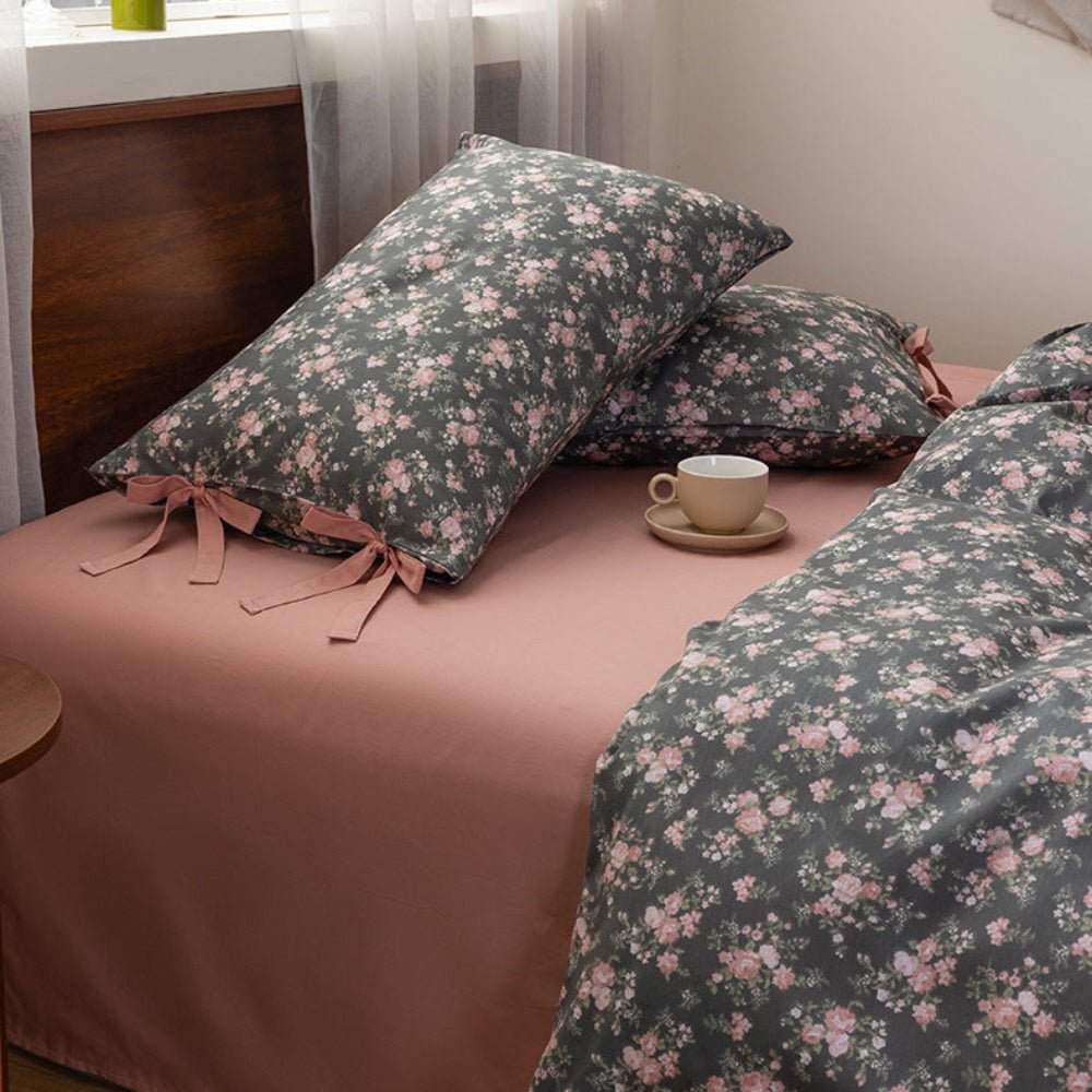 Celia Cottage Ribbon Bow Tie Floral Bedding Set / Blue - Ever Lasting