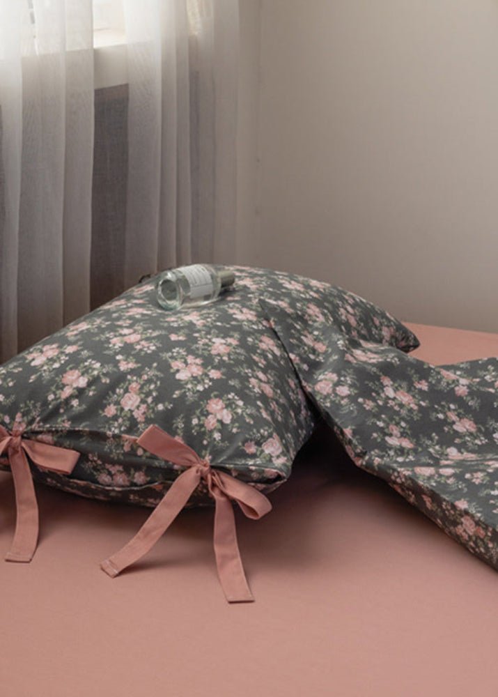 Celia Cottage Ribbon Bow Tie Floral Bedding Set / Blue - Ever Lasting