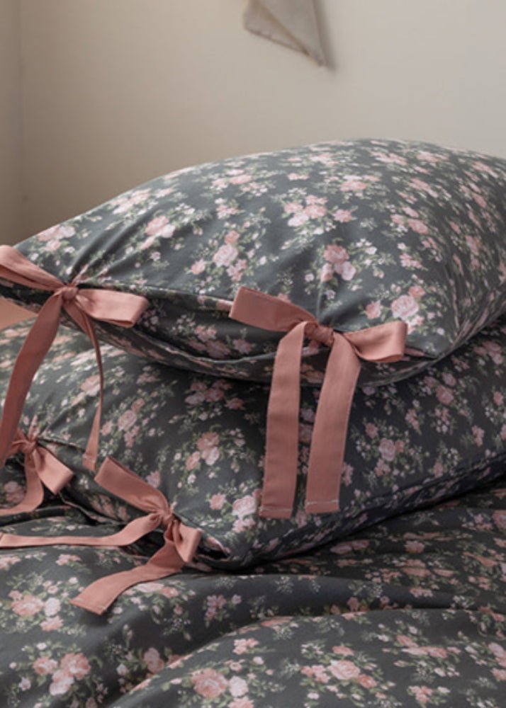 Celia Cottage Ribbon Bow Tie Floral Bedding Set / Blue - Ever Lasting