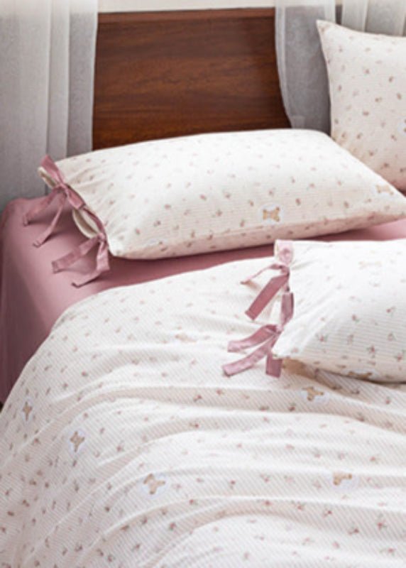 Celia Cottage Ribbon Bow Tie Floral Bedding Set / Blue - Ever Lasting