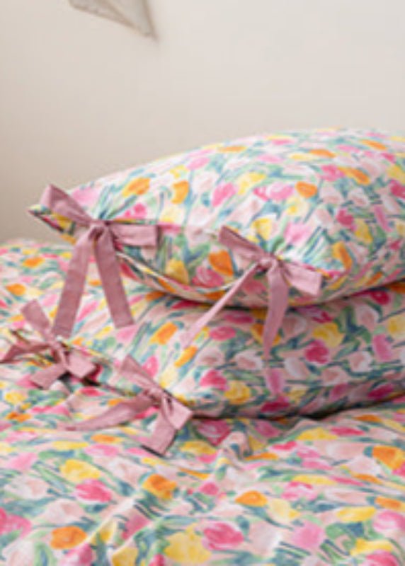 Celia Cottage Ribbon Bow Tie Floral Bedding Set / Blue - Ever Lasting