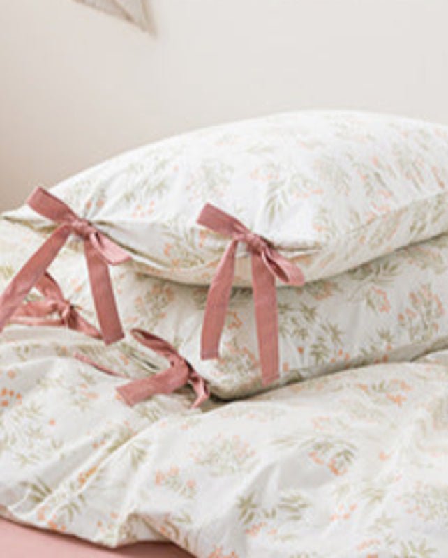 Celia Cottage Ribbon Bow Tie Floral Bedding Set / Blue - Ever Lasting