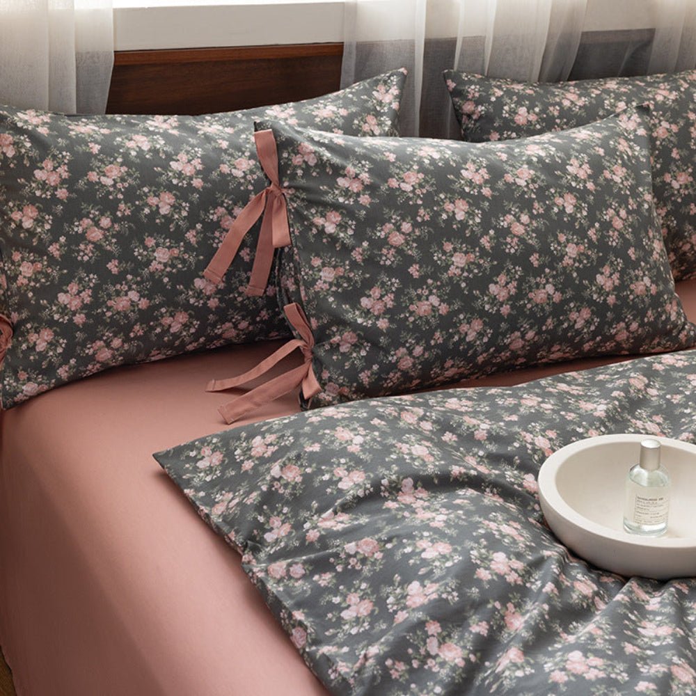 Celia Cottage Ribbon Bow Tie Floral Bedding Set / Blue - Ever Lasting