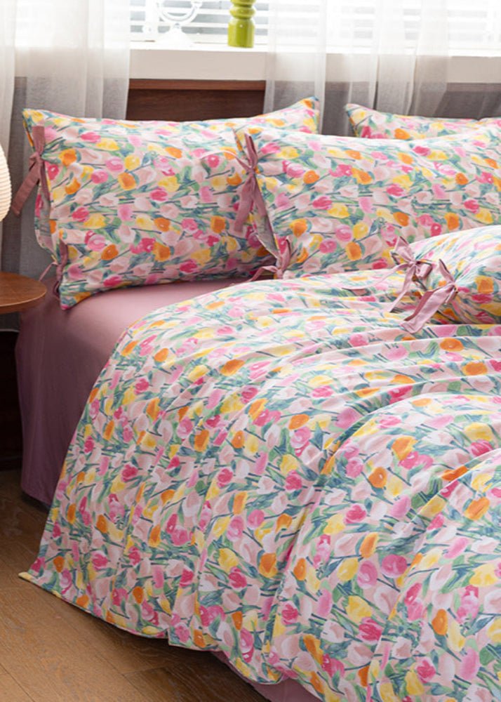 Celia Cottage Ribbon Bow Tie Floral Bedding Set / Blue - Ever Lasting