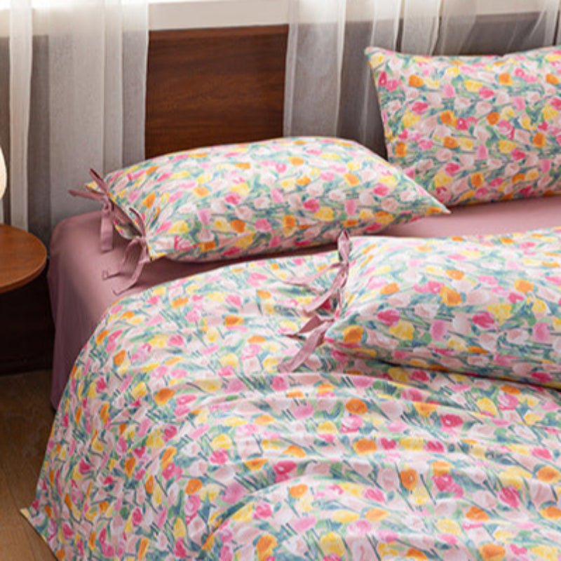 Celia Cottage Ribbon Bow Tie Floral Bedding Set / Blue - Ever Lasting