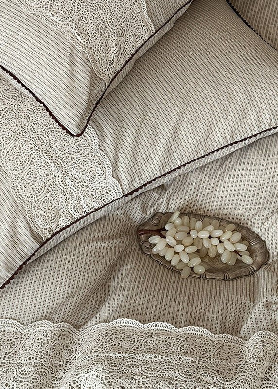 -Ever Lasting - Charlotte Striped Double Gauze Bedding Set / Black -Bedding Set -Ever Lasting