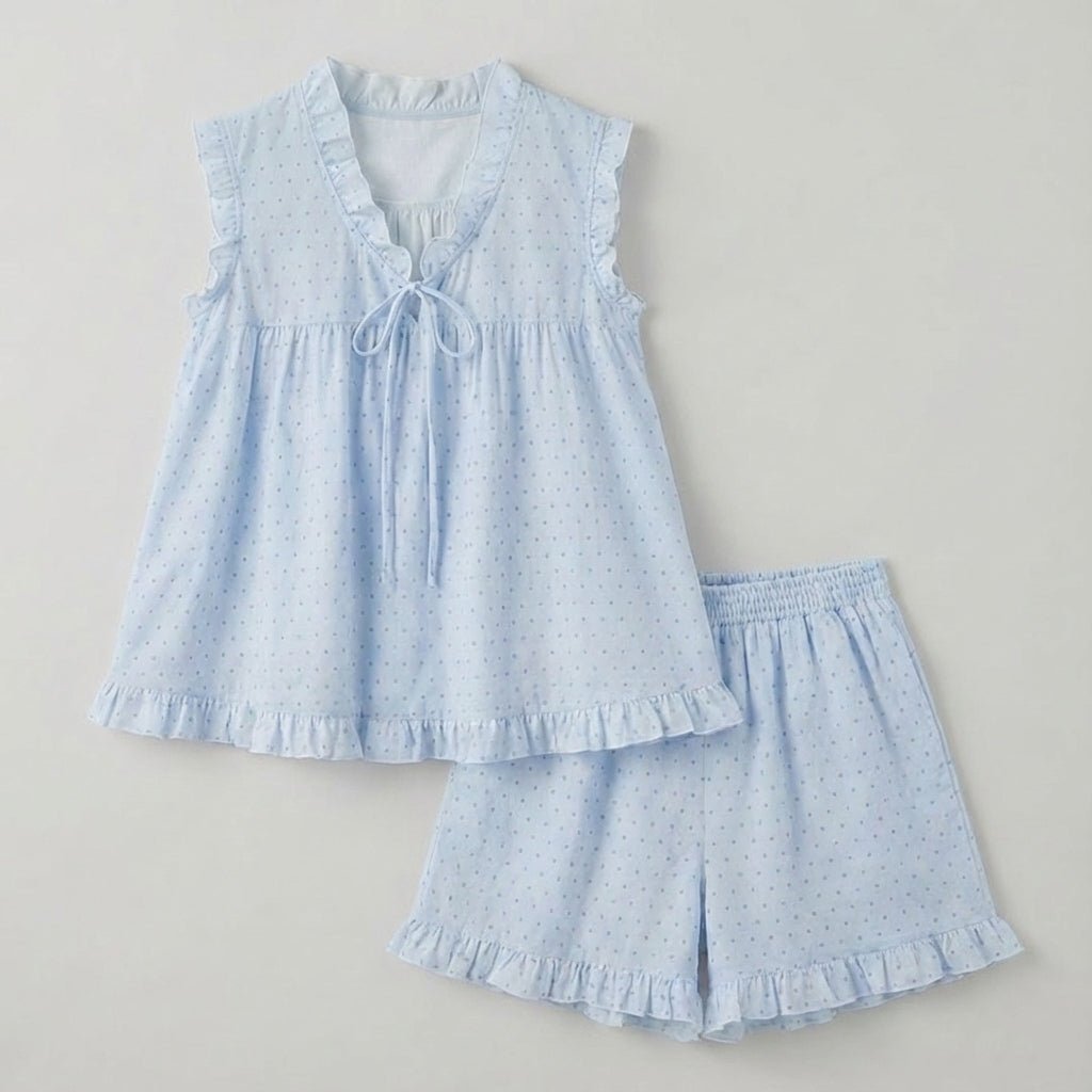 - Ever Lasting - Chloe Cotton Blend Shorts Pajama Set / Blue - Pajamas - Ever Lasting