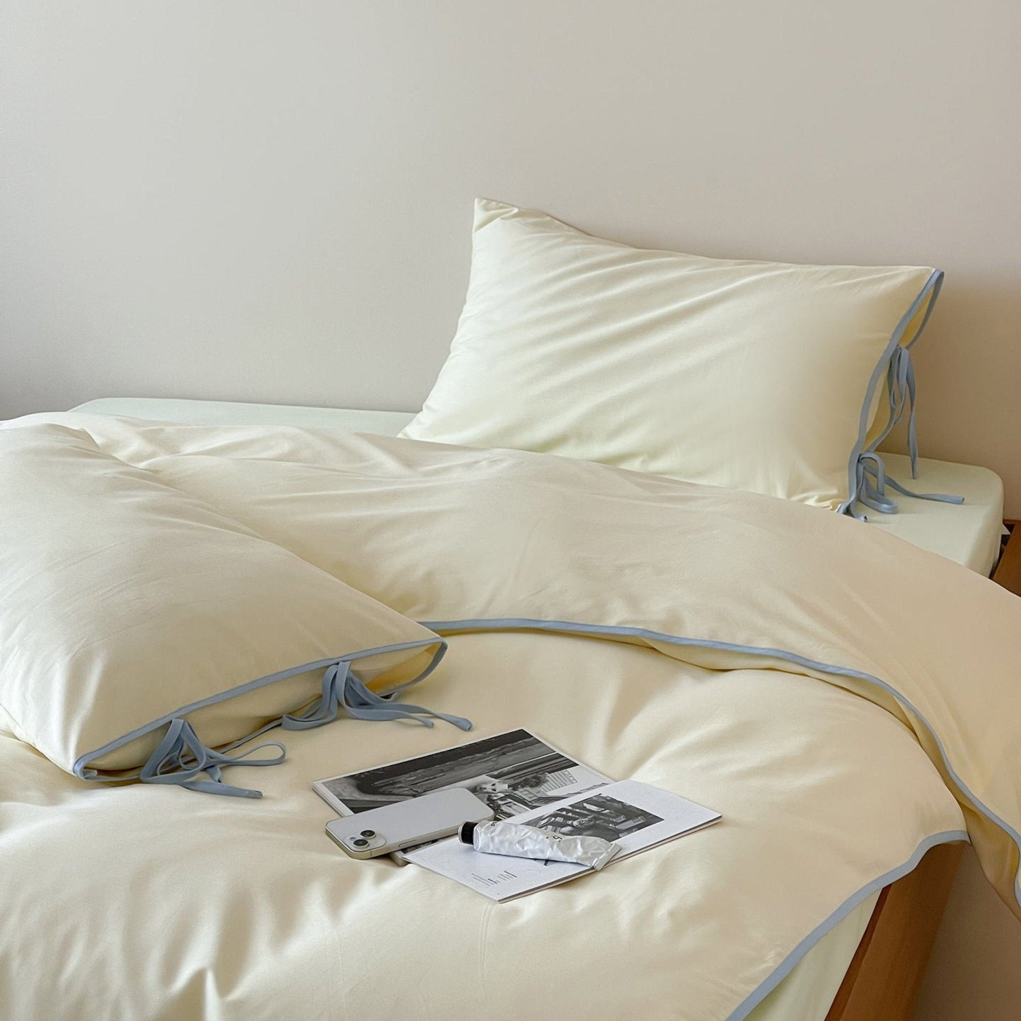 Chloe Minimalist Solid Tie Cotton Bedding Bundle - Ever Lasting