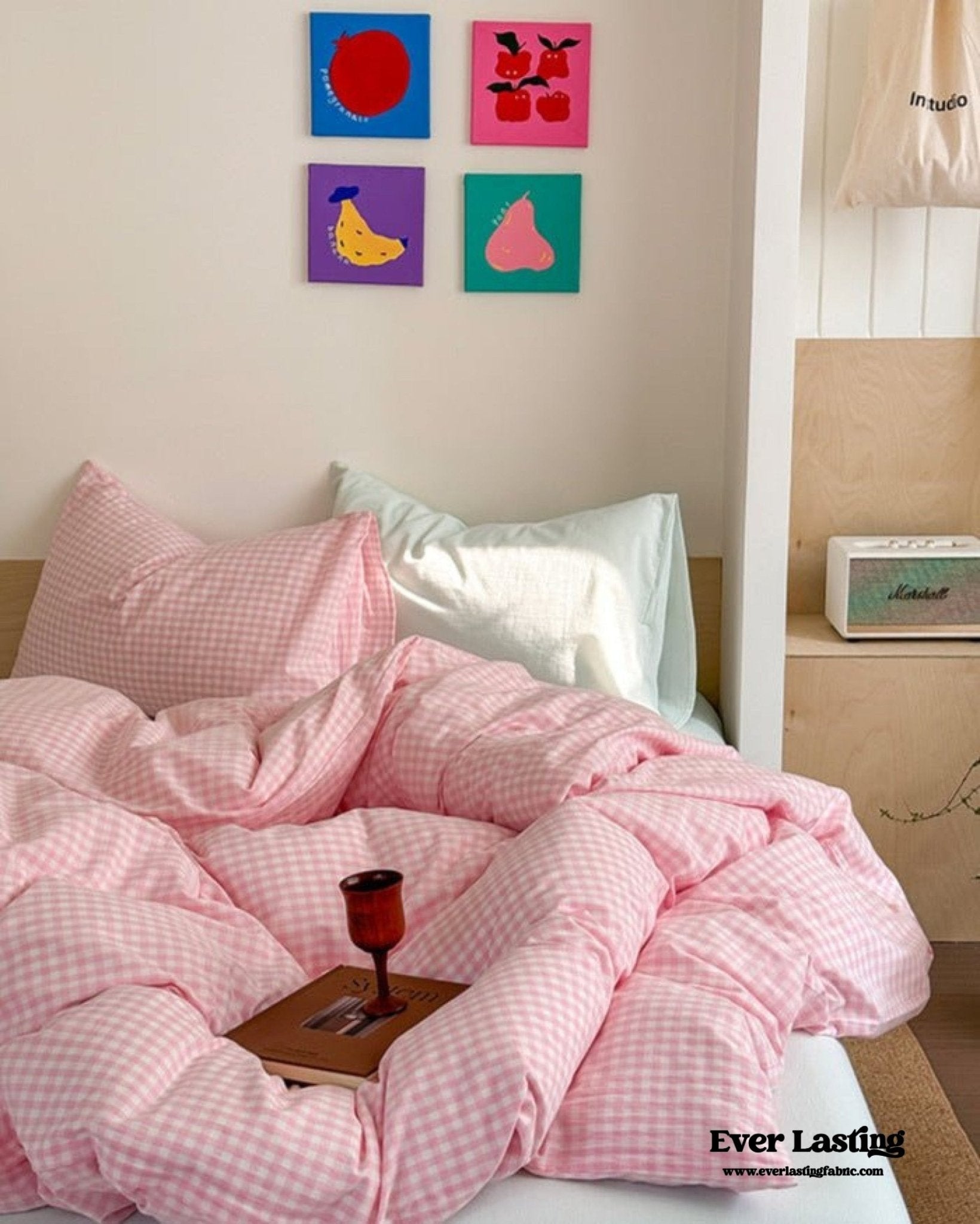 Chloe Pastel Candy Cotton Bedding Set / Purple Plaid - Ever Lasting