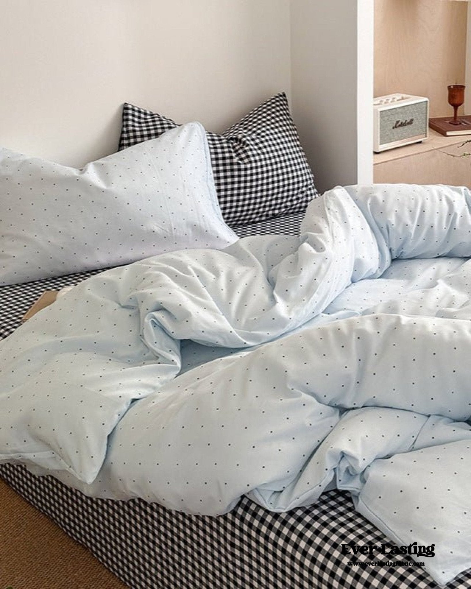 Chloe Pastel Candy Cotton Bedding Set / Purple Plaid - Ever Lasting