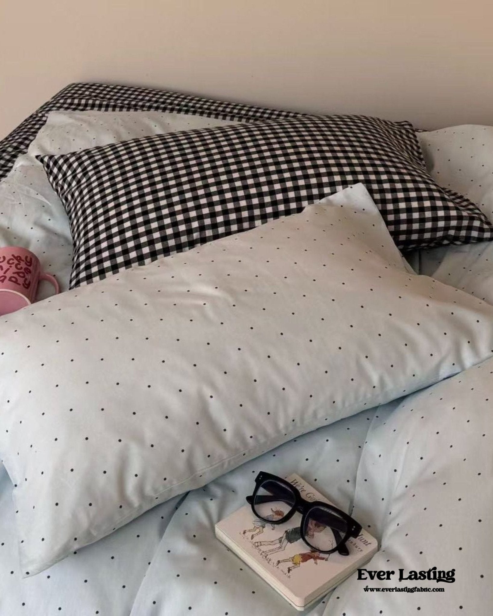 Chloe Pastel Candy Cotton Bedding Set / Purple Plaid - Ever Lasting