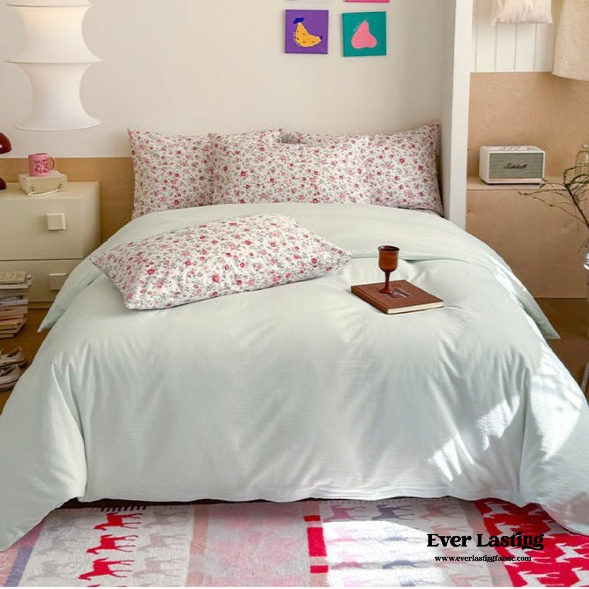 Chloe Pastel Candy Cotton Bedding Set / Purple Plaid - Ever Lasting