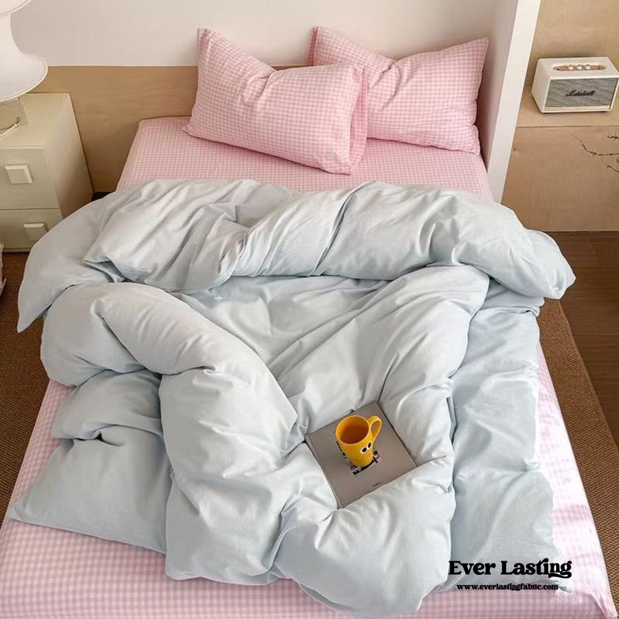 Chloe Pastel Candy Cotton Bedding Set / Purple Plaid - Ever Lasting