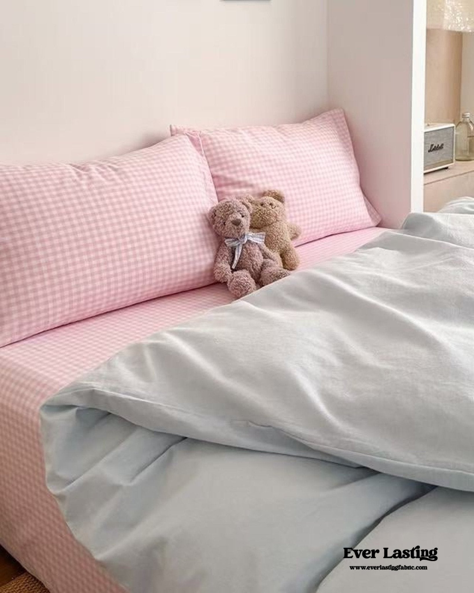 Chloe Pastel Candy Cotton Bedding Set / Purple Plaid - Ever Lasting