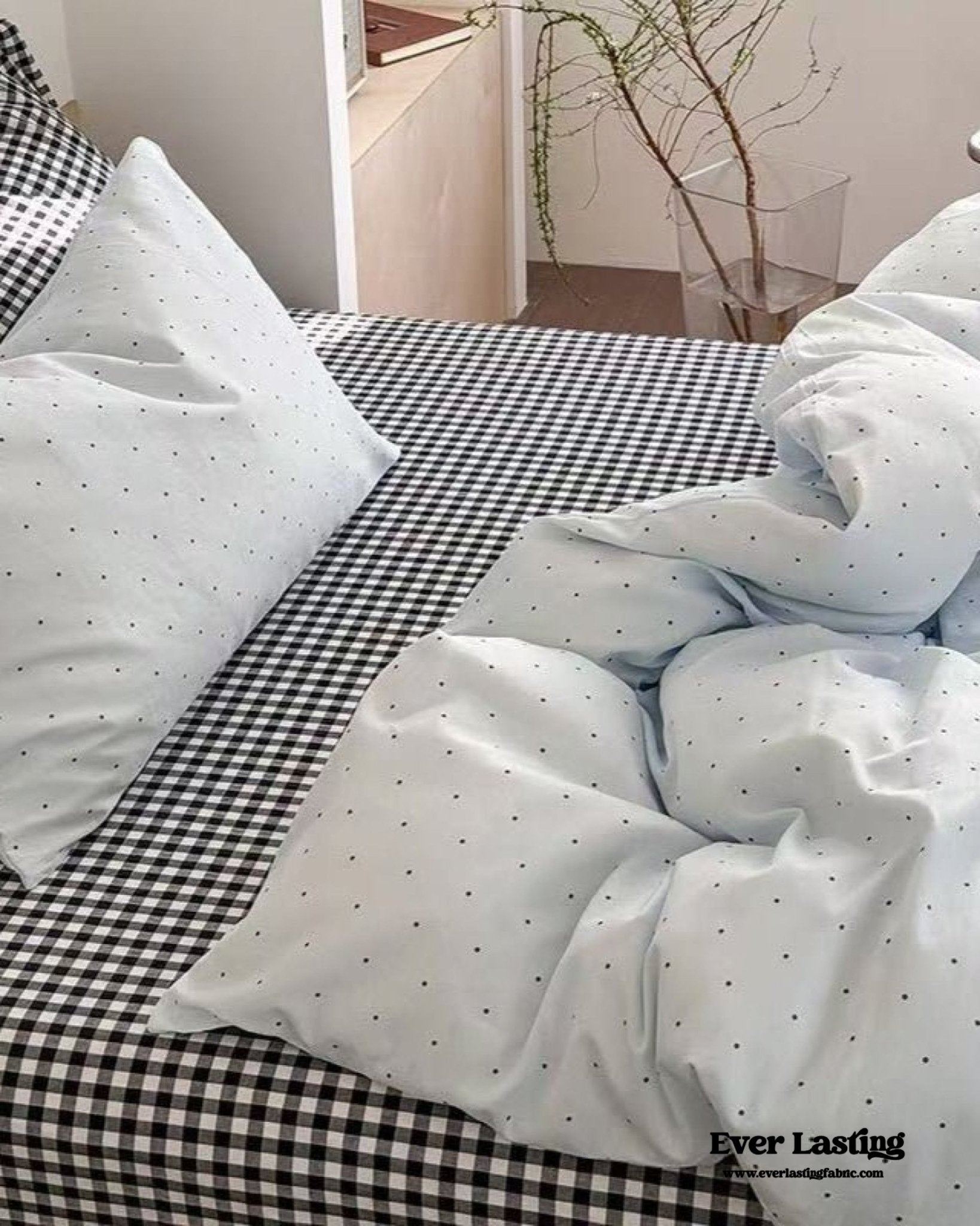 Chloe Pastel Candy Cotton Bedding Set / Purple Plaid - Ever Lasting