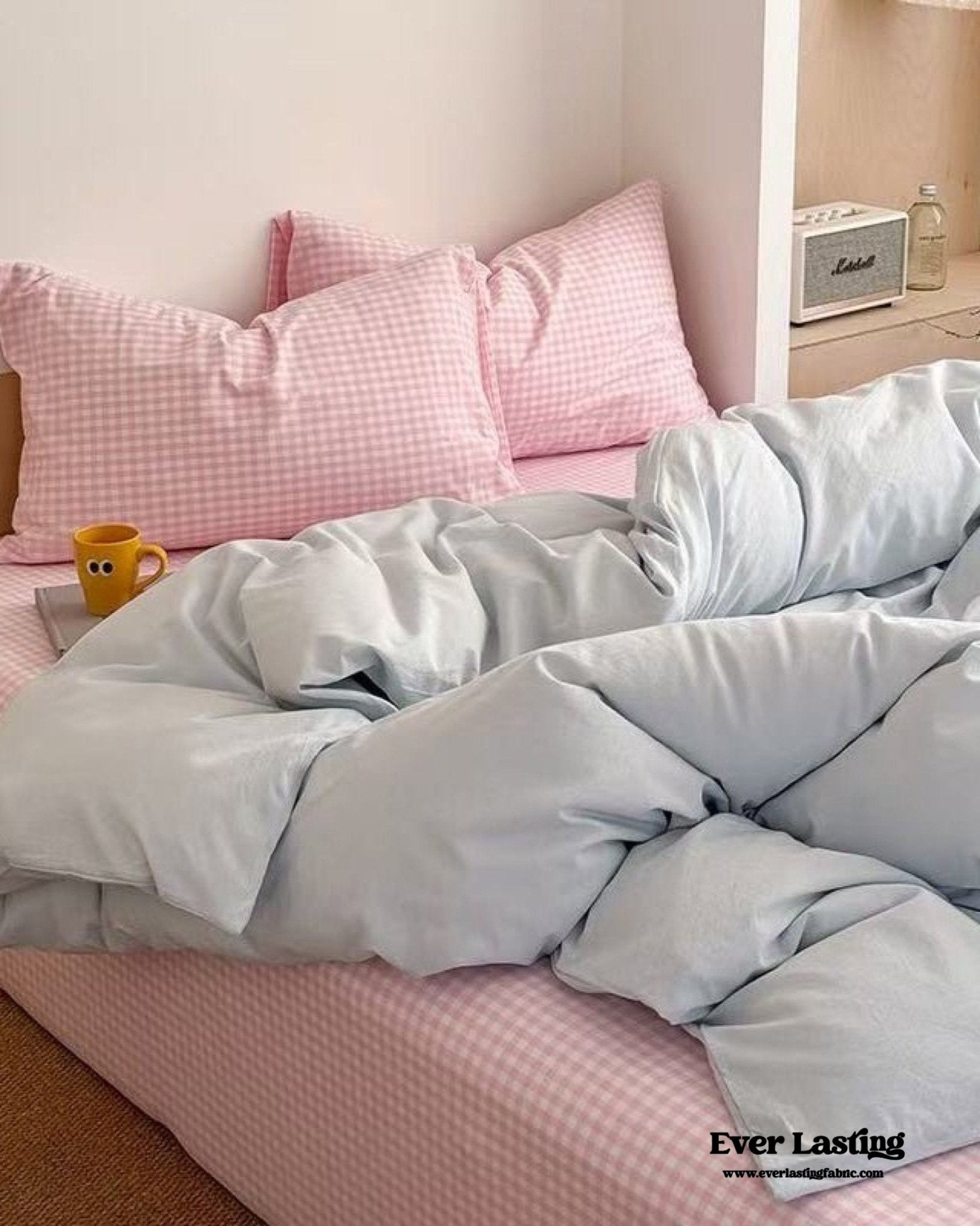 Chloe Pastel Candy Cotton Bedding Set / Purple Plaid - Ever Lasting