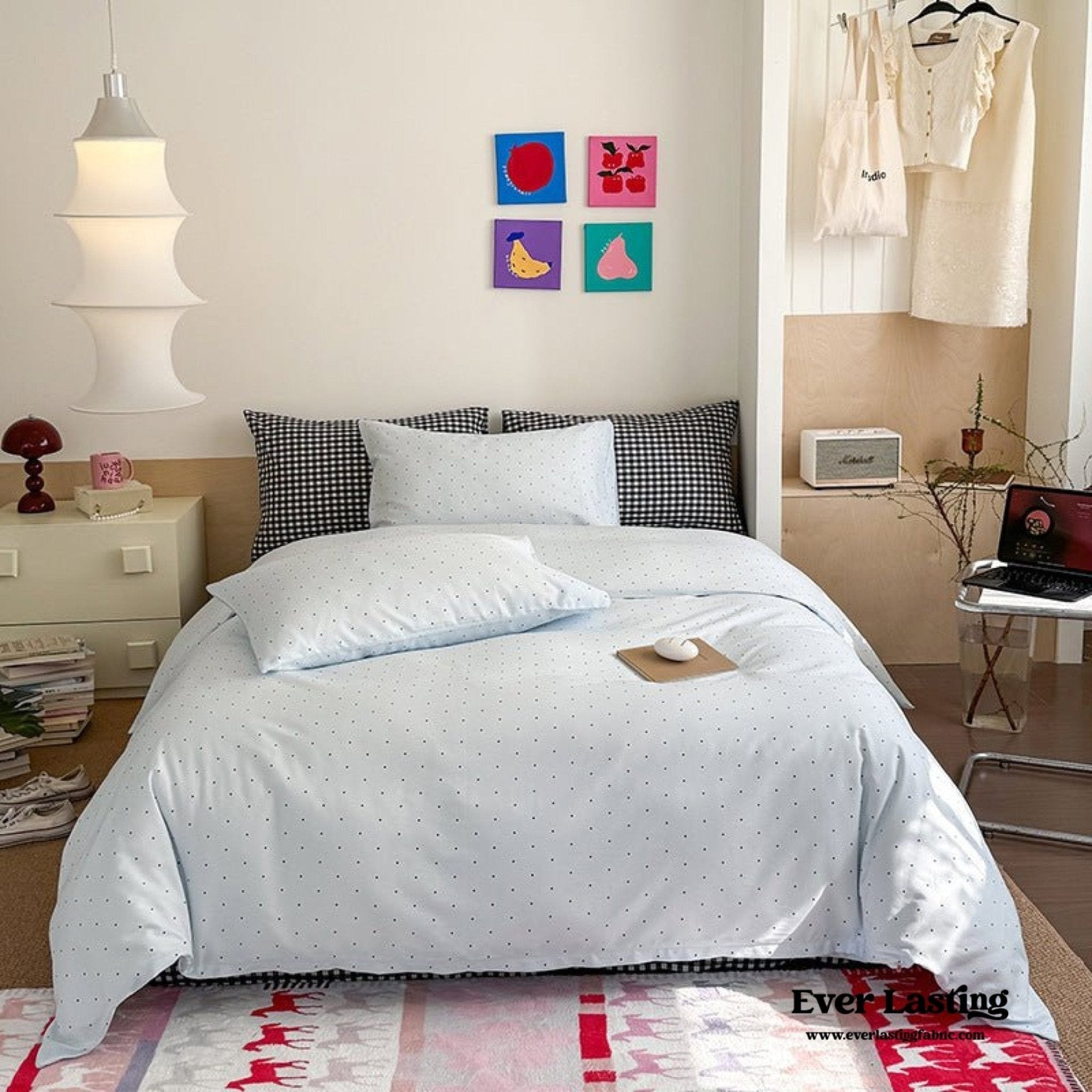 Chloe Pastel Candy Cotton Bedding Set / Purple Plaid - Ever Lasting