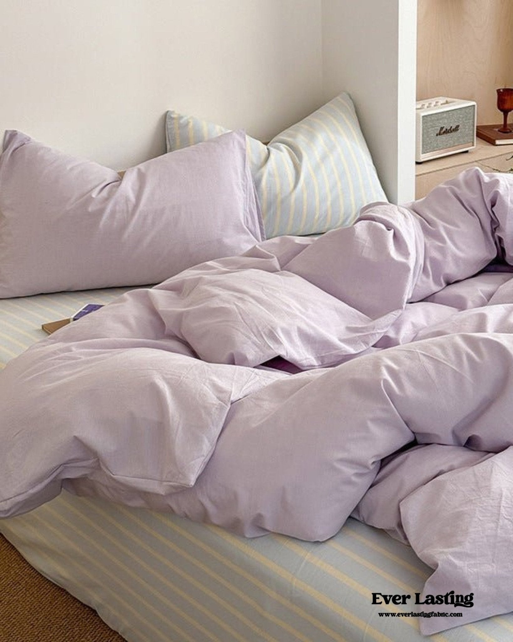 Chloe Pastel Candy Cotton Bedding Set / Purple Plaid - Ever Lasting