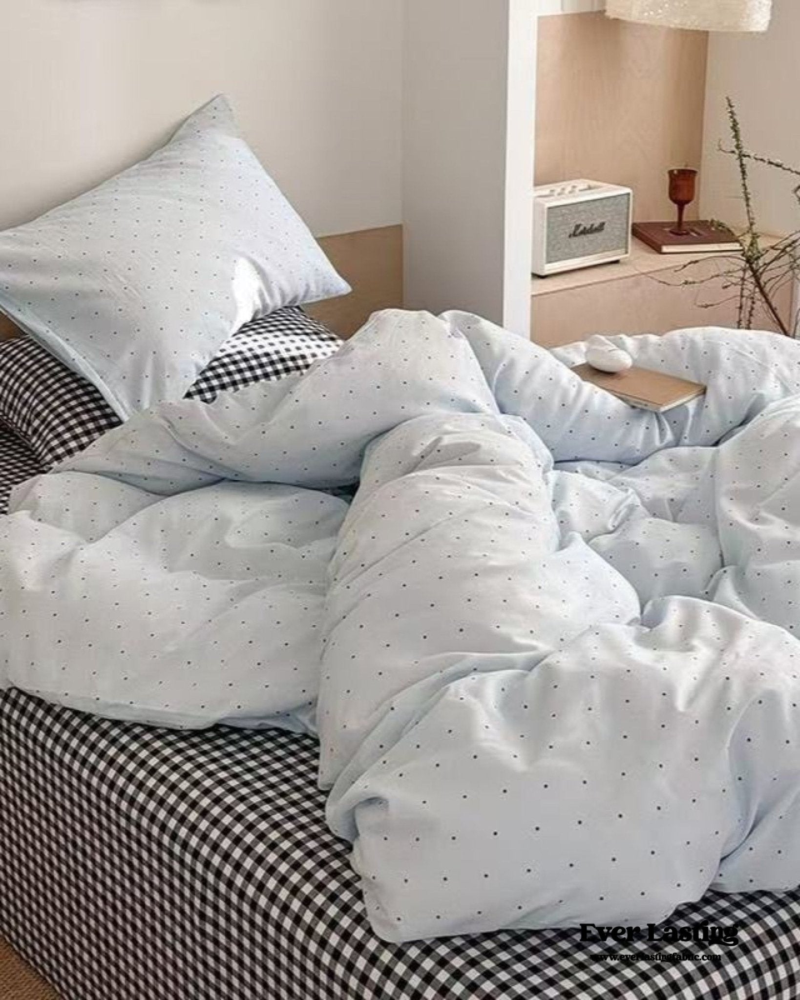 Chloe Pastel Candy Cotton Bedding Set / Purple Plaid - Ever Lasting